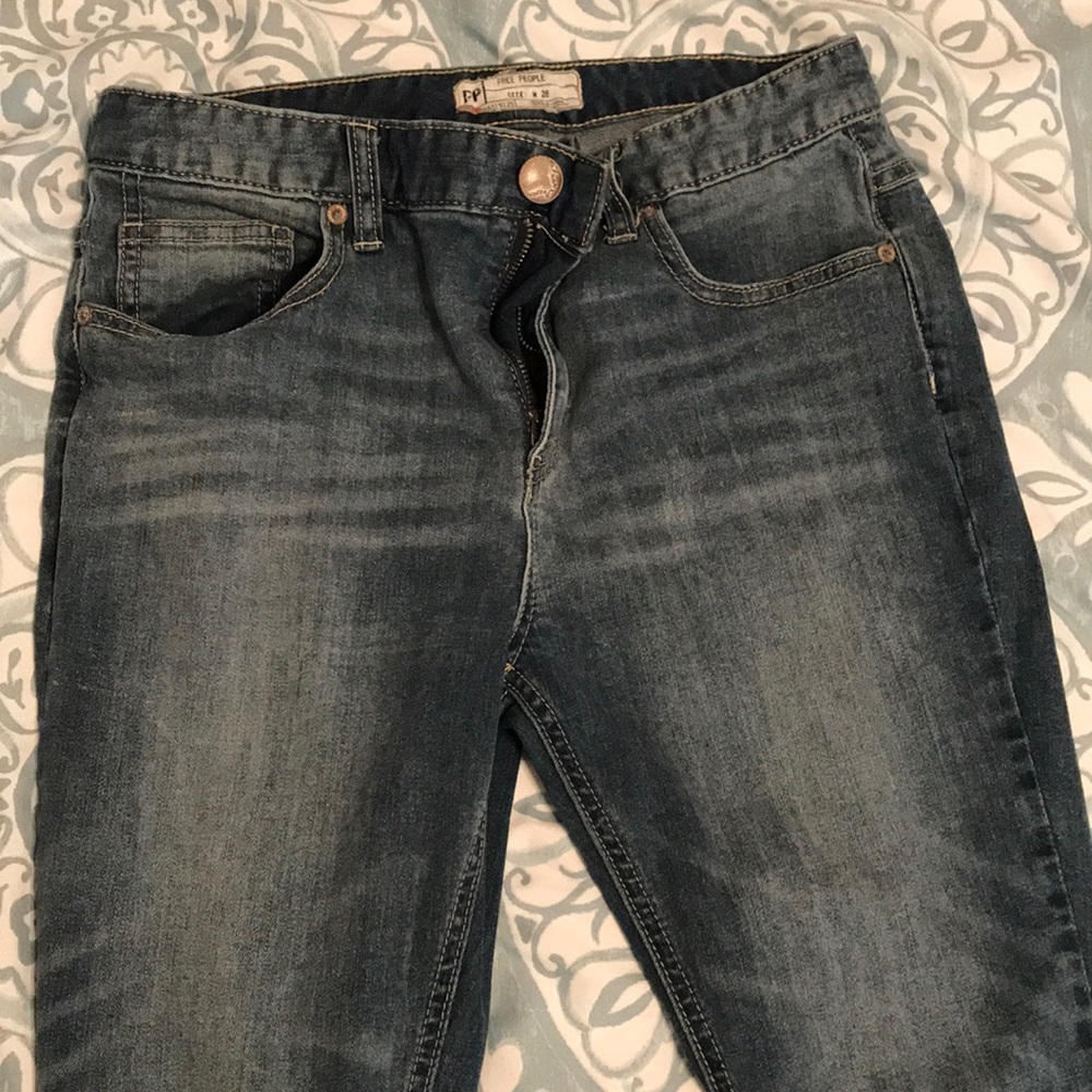 Free People high rise ankle zip jeans